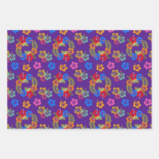 Hibiscus Wrapping Paper Flat Sheet Set van 3 (Voorkant)