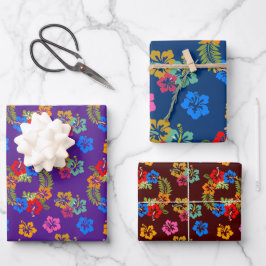 Hibiscus Wrapping Paper Flat Sheet Set van 3
