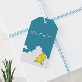 Hibiscus-yellow & Summer Clouds ギフトタグ Cadeaulabel