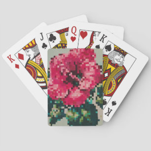 Hibiscus Zachte Pastel Bloem Pixel Art Pokerkaarten