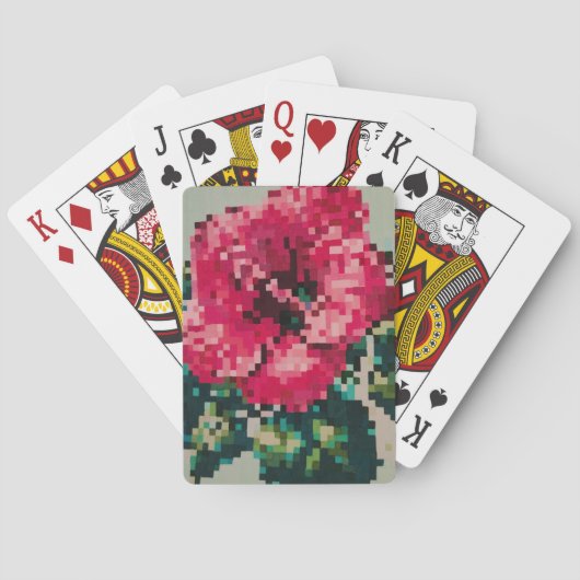 Hibiscus Zachte Pastel Bloem Pixel Art Pokerkaarten (Achterkant)