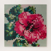 Hibiscus zachte pastelbloem pixel art legpuzzel (Horizontaal)