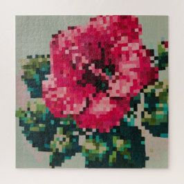 Hibiscus zachte pastelbloem pixel art legpuzzel