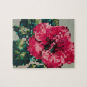 Hibiscus zachte pastelbloem pixel art legpuzzel (Horizontaal)