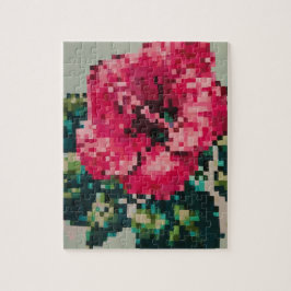 Hibiscus zachte pastelbloem pixel art legpuzzel