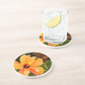 Hibiscus Zandsteen Onderzetter (Zijkant)