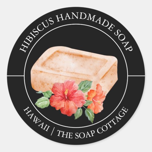Hibiscus zeep label (Voorkant)