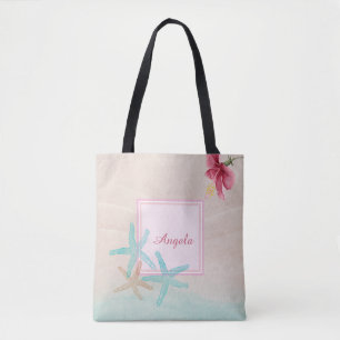 Hibiscus Zeesterren Strand Tote Bag
