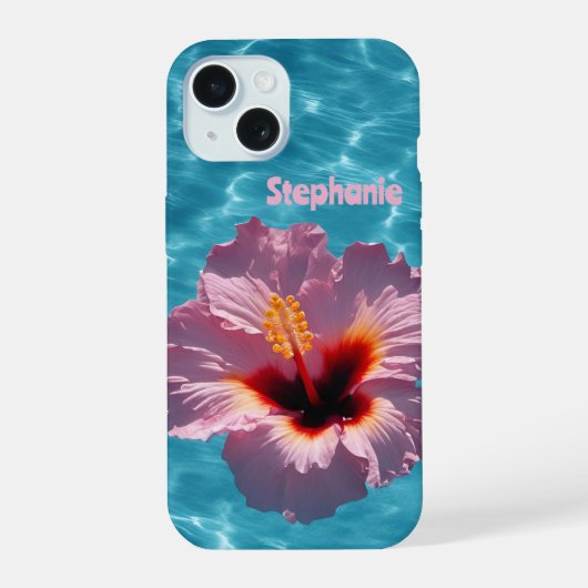 Hibiscus Zomer iPhone 15 Case (Achterkant)