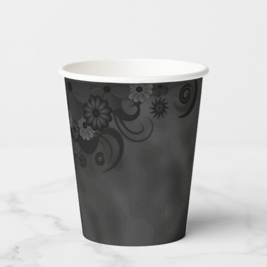 Hibiscus Zwart Bloemen Bewaar de datum Koelkast Ma Papieren Bekers (Achterkant)