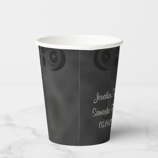 Hibiscus Zwart Bloemen Bewaar de datum Koelkast Ma Papieren Bekers (Rechts)