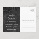 Hibiscus Zwart Bloemen Gothic Save The Date Briefk Aankondigingskaart (Achterkant)
