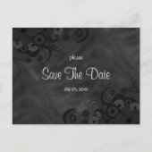 Hibiscus Zwart Bloemen Gothic Save The Date Briefk Aankondigingskaart (Voorkant)