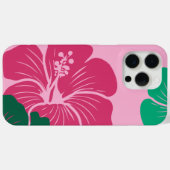 Hibiscusbloem Heet Roze met Groene Bladeren Case-Mate iPhone Case (Achterkant (horizontaal))