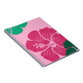 Hibiscusbloem Heet Roze met Groene Bladeren Notitieboek (Rechterzijde)