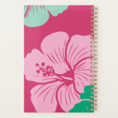 Hibiscusbloem Heet Roze met Groene Bladeren Planner (Achterkant)