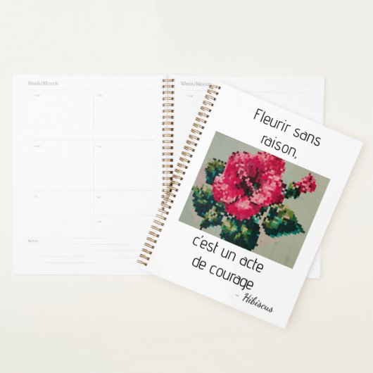 Hibiscusbloem in pixel art planner (Display)