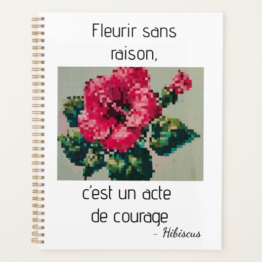Hibiscusbloem in pixel art planner (Voorkant)