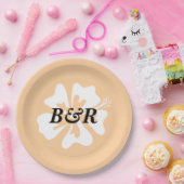 Hibiscusbloem logo gepersonaliseerde tropenbruilof papieren bordje (Feest)