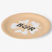 Hibiscusbloem logo gepersonaliseerde tropenbruilof papieren bordje (Gekanteld)