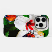 Hibiscusbloem met 2 tijger longwing vlinders iPhone hoesje (Achterkant horizontaal)
