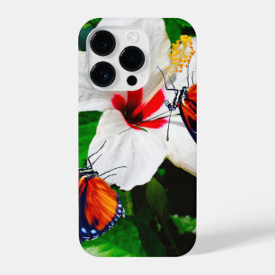Hibiscusbloem met 2 tijger longwing vlinders iPhone 14 plus hoesje