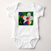 Hibiscusbloem met 2 tijger longwing vlinders romper (Voorkant)