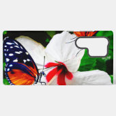 Hibiscusbloem met 2 tijger longwing vlinders samsung galaxy hoesje (Achterkant horizontaal)