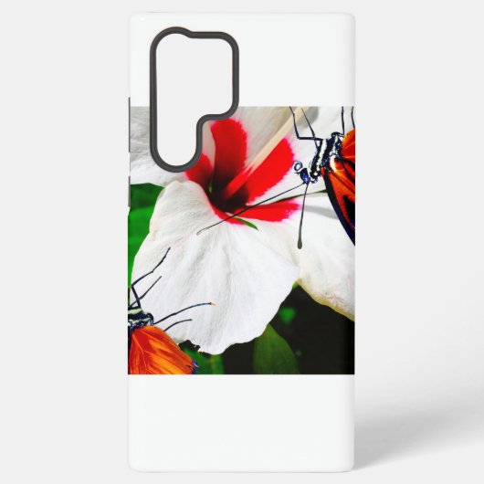 Hibiscusbloem met 2 tijger longwing vlinders samsung galaxy hoesje (Achterkant)
