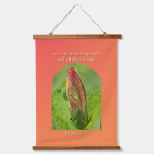 Hibiscusbloem met dauwdruppels en Bijbelvers Hangend Wandkleed (Voorkant)