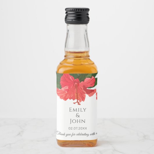 Hibiscusbloem Mini Flessen Etiketten (Voorkant)