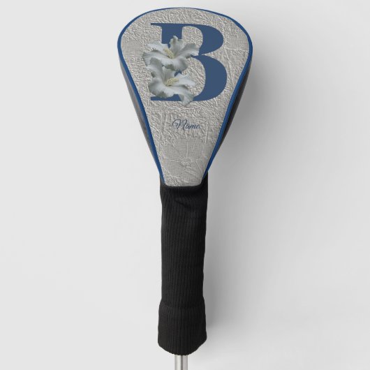Hibiscusbloem Monogram Initiaal B Gepersonaliseerd Golfheadcover (Voorkant)