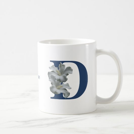 Hibiscusbloem Monogram Initiaal D Gepersonaliseerd Koffiemok (Rechts)