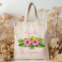 Hibiscusbloemen Bruidsmeisje Gepersonaliseerde Tas