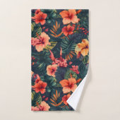Hibiscusbloemen, een tropisch bloemmotief bad handdoek (Handdoek)