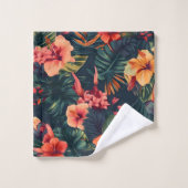 Hibiscusbloemen, een tropisch bloemmotief bad handdoek (Wasdoekje)