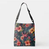 Hibiscusbloemen, een tropisch bloemmotief crossbody tas (Achterkant)