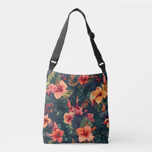 Hibiscusbloemen, een tropisch bloemmotief crossbody tas (Voorkant)
