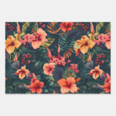 Hibiscusbloemen, een tropisch bloemmotief inpakpapier vel (Voorkant 3)