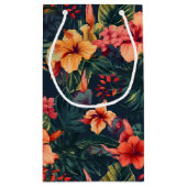 Hibiscusbloemen, een tropisch bloemmotief klein cadeauzakje (Achterkant)