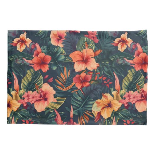 Hibiscusbloemen, een tropisch bloemmotief kussensloop (Achterkant)