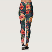 Hibiscusbloemen, een tropisch bloemmotief leggings (Achterkant)