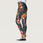 Hibiscusbloemen, een tropisch bloemmotief leggings (Links)