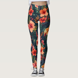 Hibiscusbloemen, een tropisch bloemmotief leggings
