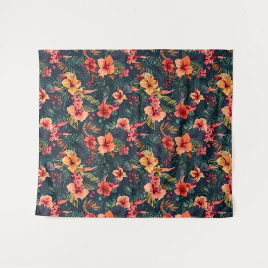 Hibiscusbloemen, een tropisch bloemmotief wandkleed (Voorkant (horizontaal))