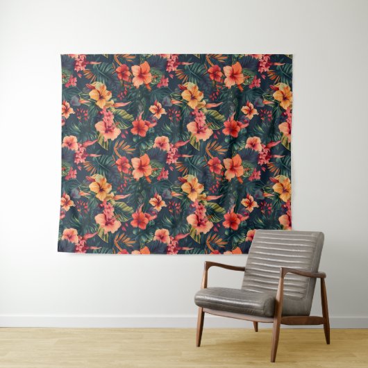 Hibiscusbloemen, een tropisch bloemmotief wandkleed (In Situ (horizontaal))