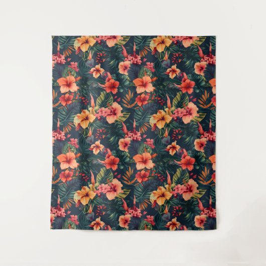 Hibiscusbloemen, een tropisch bloemmotief wandkleed (Voorkant)