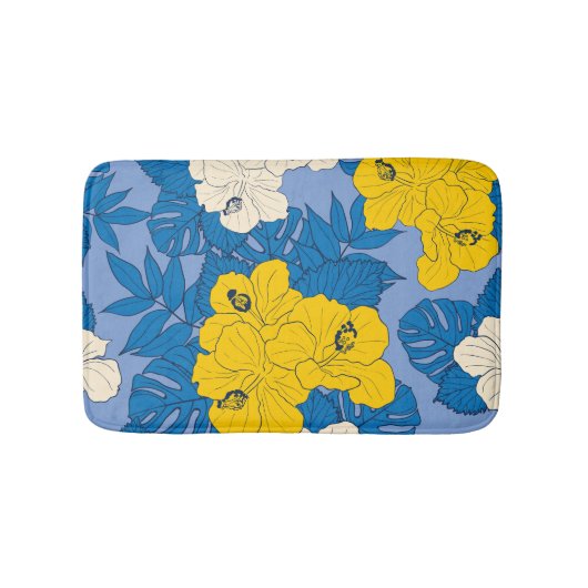 Hibiscusbloemen en bladeren badmat (Voorkant)