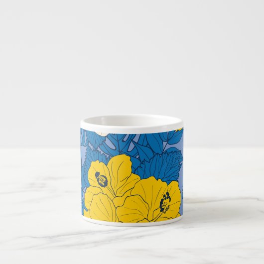 Hibiscusbloemen en bladeren espresso kop (Voorkant)