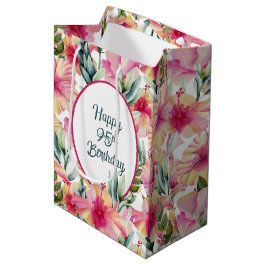 Hibiscusbloemen voor 95e verjaardag medium cadeauzakje